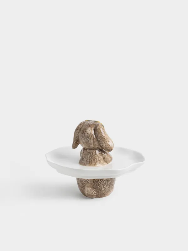 Блюдо на ножке, 24х19 см, Кролик в цветочном венке, Rabbit in narcis, image-3