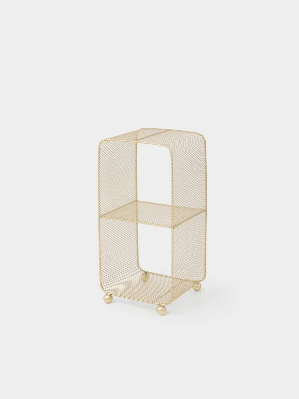 Этажерка, 2-х ярусная, 30х30х64 см, металл, золотистая, Compact gold, image-0