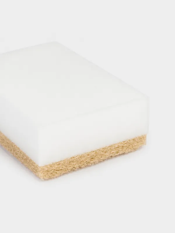 Меламинді Губка, 3 дана, абразивтік ендірмесі бар, сарғылт, Clean, image-3