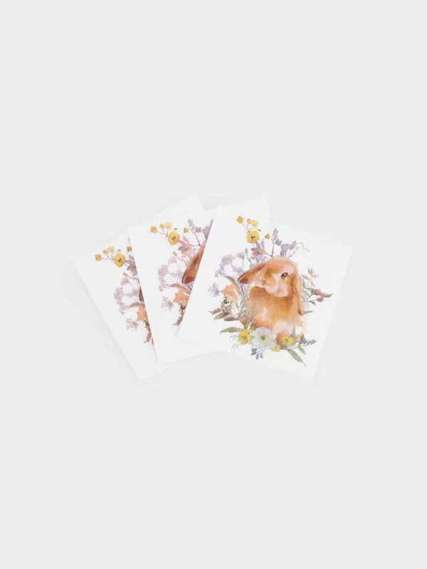 Қағаз майлықтар, 21х21 см, 20 дана, төртбұрышты, ақ, Қоян, Natural Easter, image-1