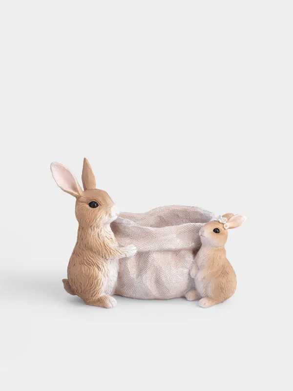 Кәмпит ыдысы, 24х19 см, полирезин, сарғылт-қоңыр, Қояндар, Easter, image-0