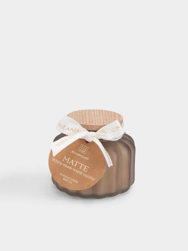 Хош иісті шам, 8х6 см, шам ұстағышта, қақпағы бар, шыны, White musk warm vanilla, Matte, image-2