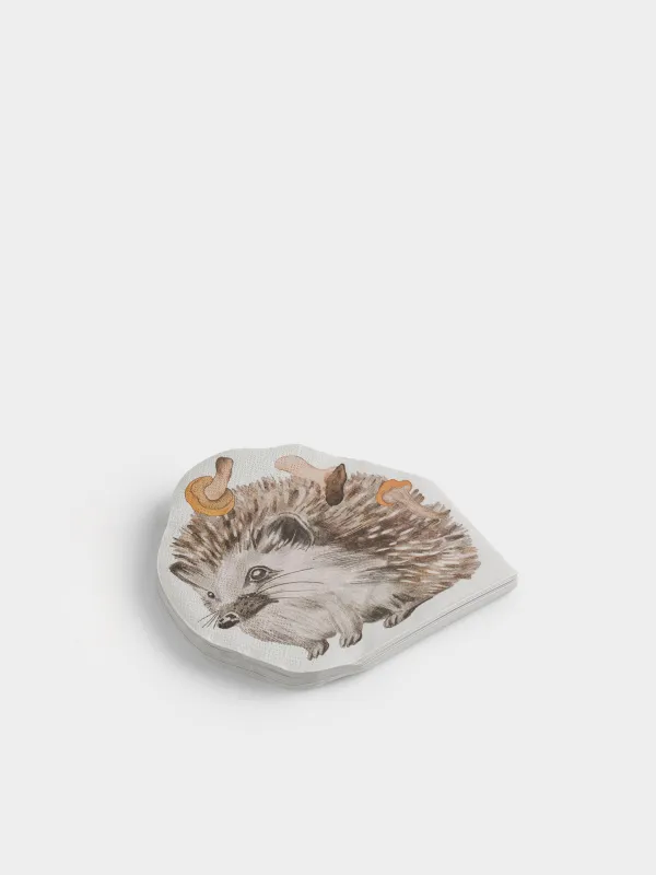 Қағаз майлықтар, 33х31 см, 20 дана, пішінді, ақ, Кірпі, Forest hedgehog, image-1