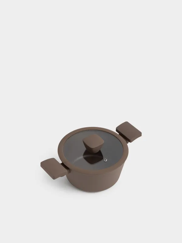 Кәстрөл, 20 см, 2,4 л, қақпағы бар, жабыны бар, алюминий, қоңыр, Brown rock, image-1