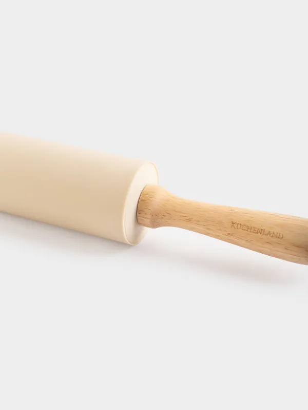 Скалка, 48 см, силикон/дерево, бежевая, Bakery, image-3