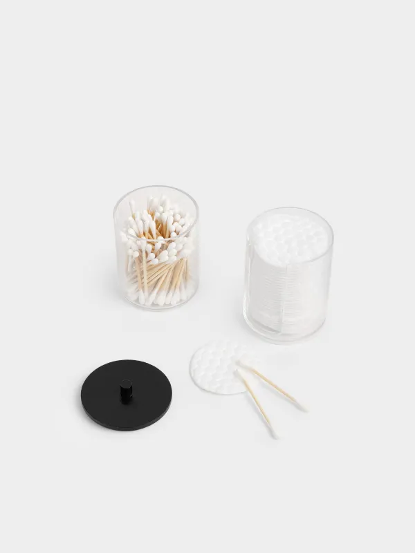 Контейнер с ватными дисками/палочками, пластик, Basic black, image-3