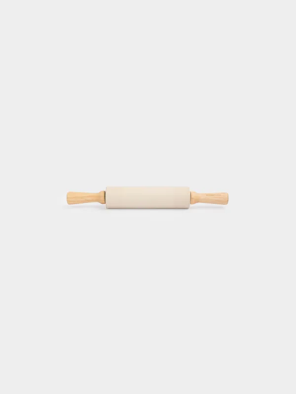 Скалка, 38 см, силикон/дерево, бежевая, Bakery, image-0