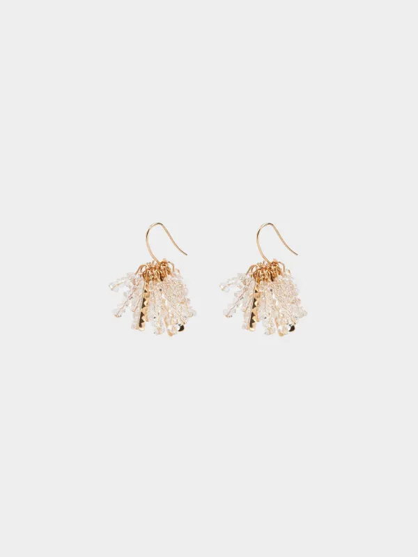 Пусет сырғалары, 3 см, 2 дана, металл/шыны, алтын, Jewelry, image-1