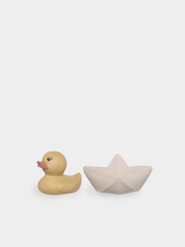 Набор игрушек для купания, 2 пр, ПВХ, бежевый, Уточка/Лодка, Kiddy, image-0