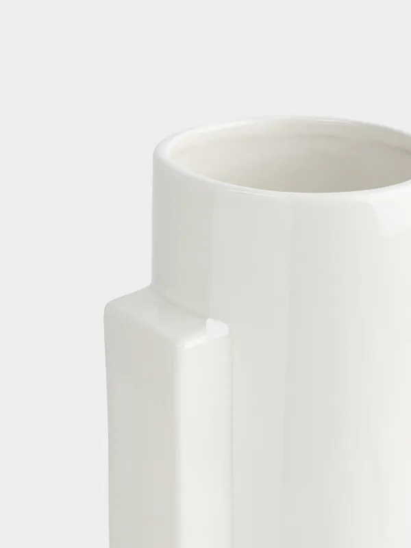 Гүл вазасы, 38 см, сәндік, керамика, сүт түстес, Пішіндер, Minimalism, image-3