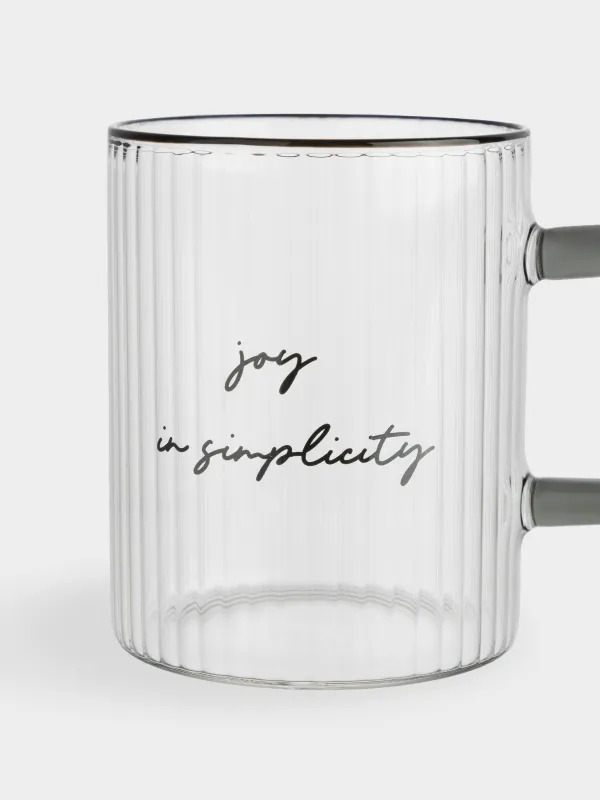 Саптыаяқ, 420 мл, шыны Р, қара тұтқа, Joy in simplicity, Ribby font, image-1