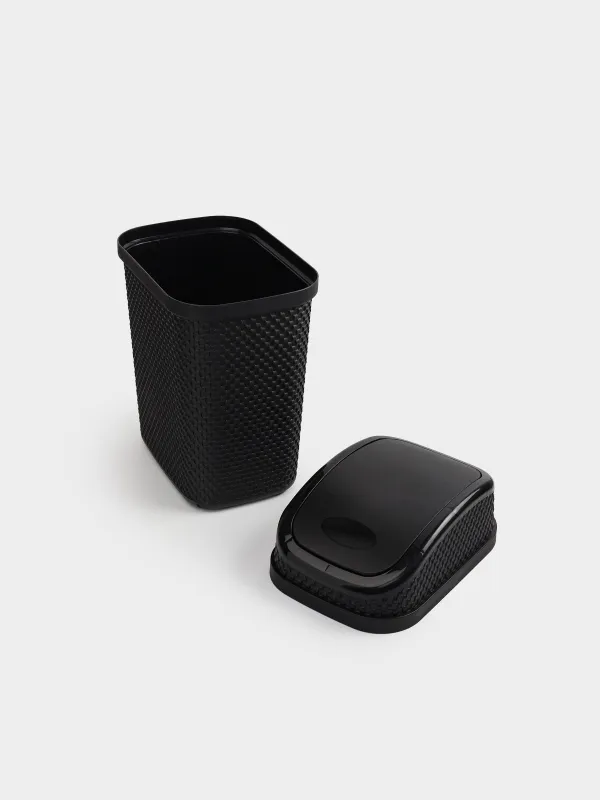 Қоқыс контейнері, 10 л, пластик, тікбұрышты, қара, Nickel, image-2
