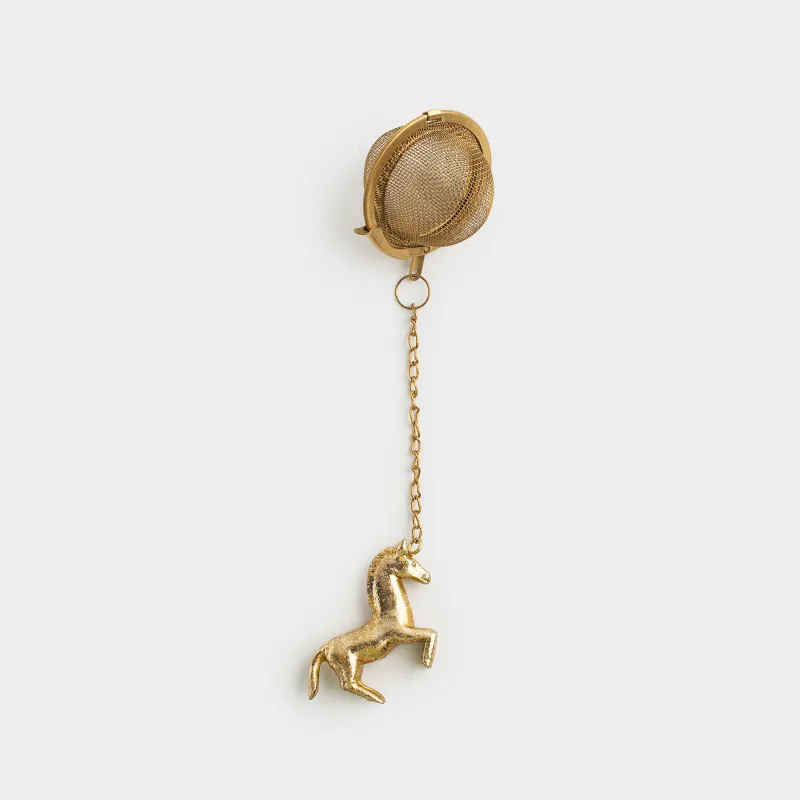 Сито для заваривания чая, 18 см, сталь/полирезин, Horse gold