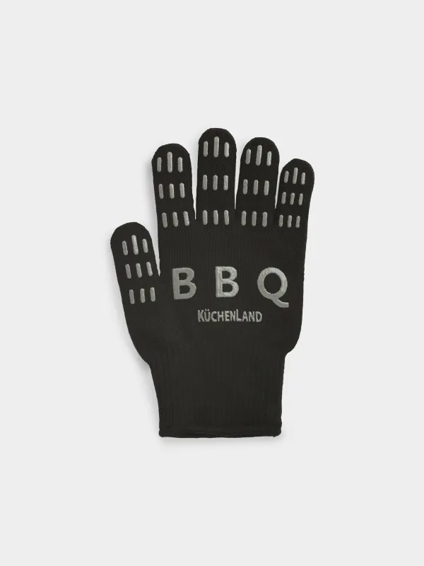 Ыстықтан қорғайтын қолғап, өлшемі М, полиэстер/силикон, қара, BBQ, image-0