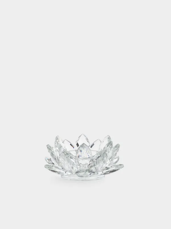 Шам ұстағыш, 11 см, шай шамына арналған, шыны, Гүл, Crystal flower, image-0