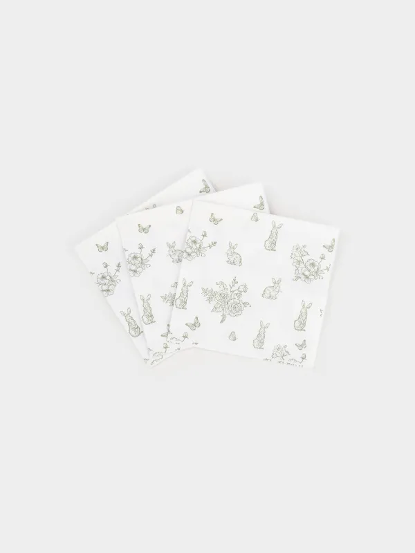 Салфетки бумажные, 21х21 см, 20 шт, Easter lace, image-3