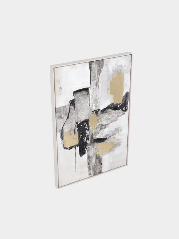 Жақтаудағы сурет, 62х92 см, кенеп, сұр-қара, Сызықтар, Abstract, image-1