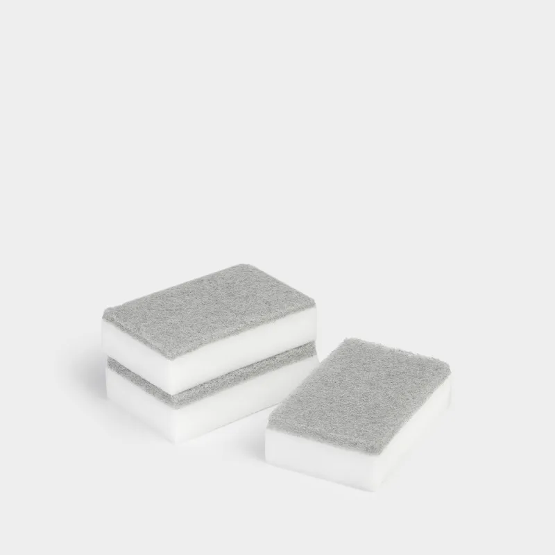 Меламинді Губка, 3 дана, абразивтік ендірмесі бар, сарғылт, Clean