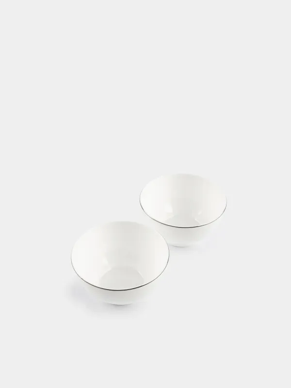 Пиала, 12х6 см, 2 дана, Фарфор F, ақ, Ideal silver, image-1
