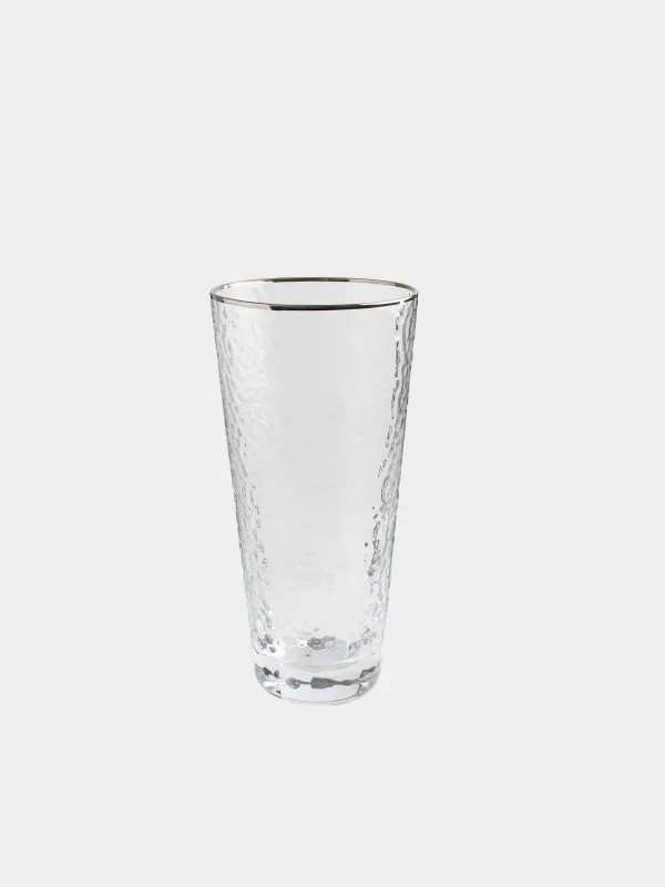 Стақан, 17 см, 450 мл, шыны, күміс жиегі бар, Ripply silver, image-0