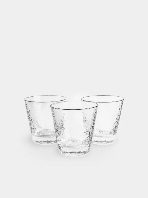 Виски стақаны, 10 см, 270 мл, 6 дана, шыны, күміс жиегі бар, Ripply silver, image-0