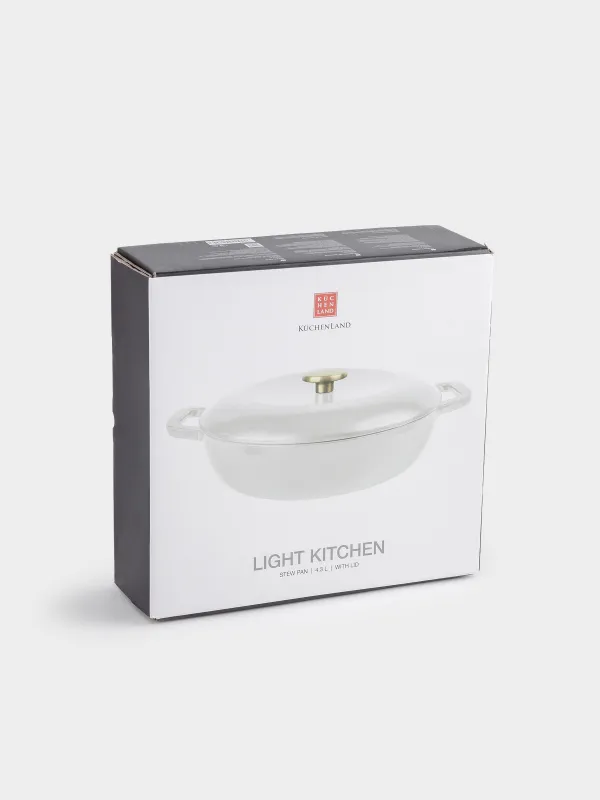 Таба, 30 см, 3,5 л, қақпағы бар, шойын, сүт түстес, Light kitchen, image-6