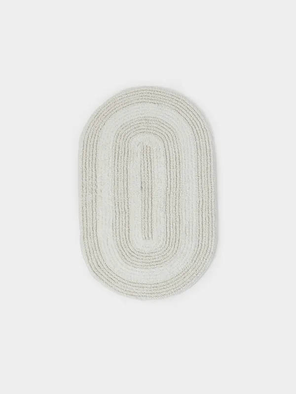 Кілем, 50x80 см, екі жақты, сопақша, мақта, ақ, Encircle, image-0