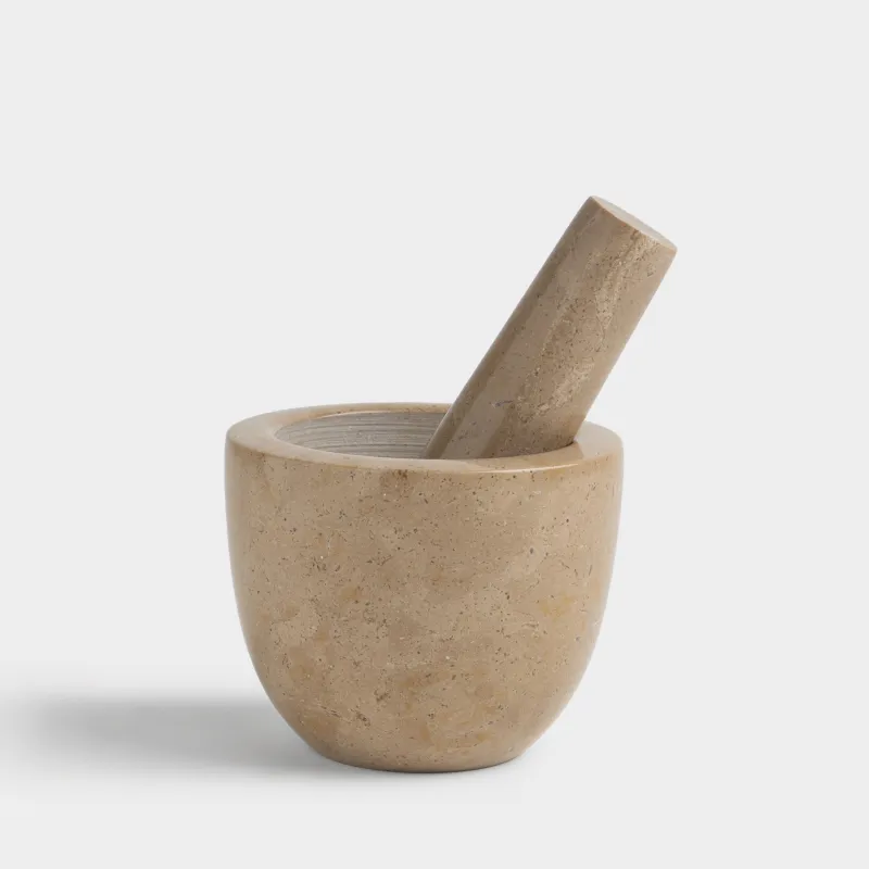 Ступка для специй, с пестиком, бежевая, Marble