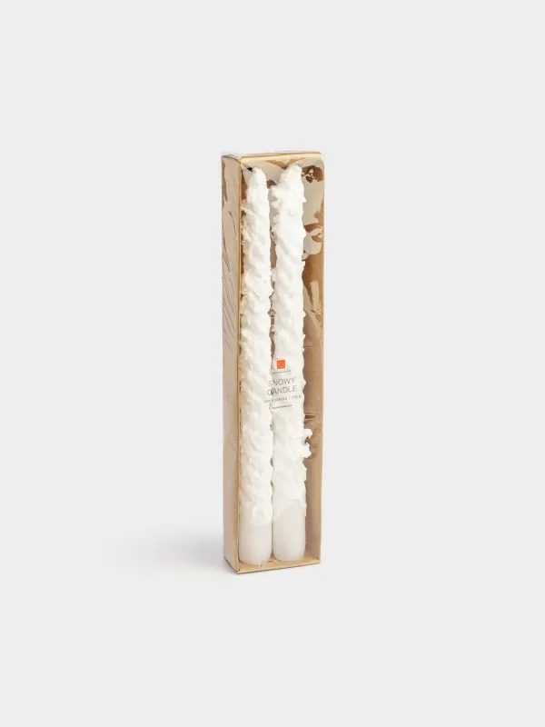 Свеча, 25 см, 2 шт, тонкая, Застывший снег, Snowy candle, image-4