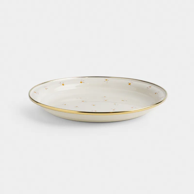 Науа, 22 см, эмальданған металл, дөңгелек, сүт түстес, Гүлдер, Enamel florets