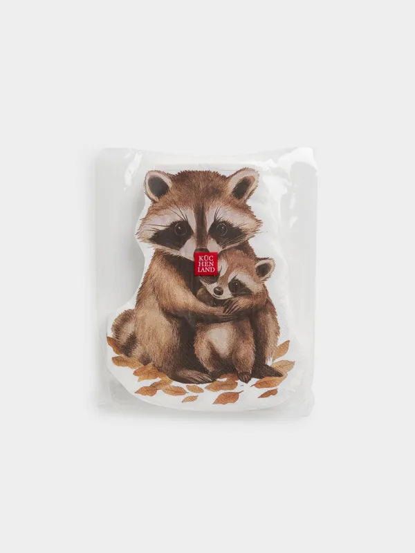 Салфетки бумажные, 27х33 см, 20 шт, фигурные, белые, Еноты, Raccoon, image-3