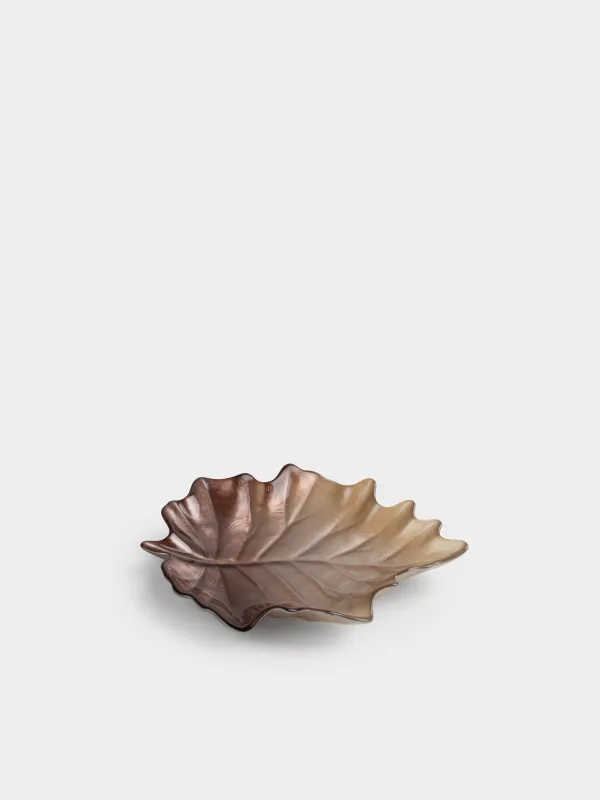 Ыдыс, 22х19х4 см, шыны, қоңыр, Жапырақ, Leaves, image-2