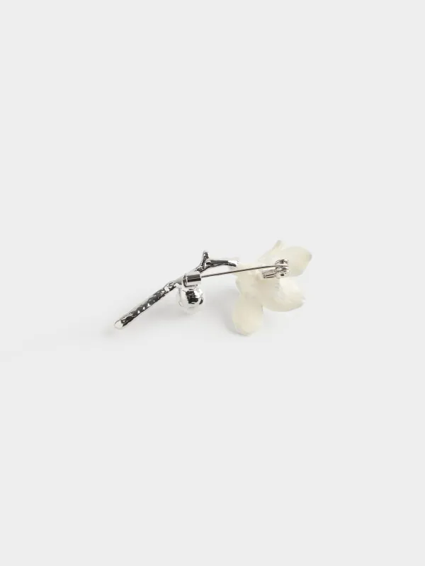 Танамоншақ, 6 см, металл/пластик, күміс, Гүл, Jewelry flower, image-2