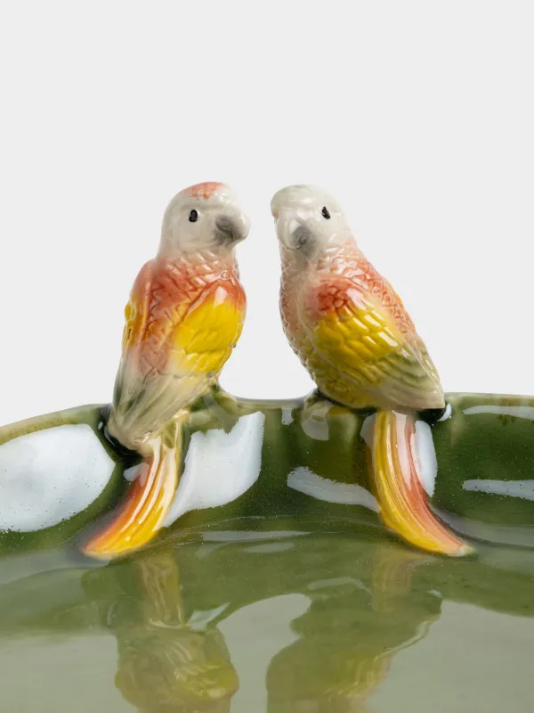 Ыдыс, 23 см, керамика, жасыл, Тотықұстар, Tropical bird, image-4