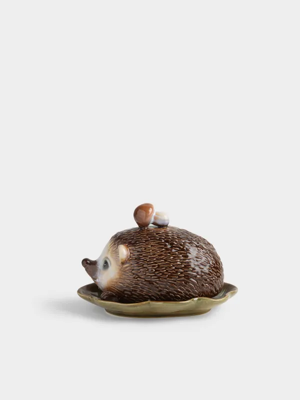 Сары май ыдысы, 18 см, керамика K, қоңыр, Саңырауқұлағы бар кірпі, Hedgehog, image-0