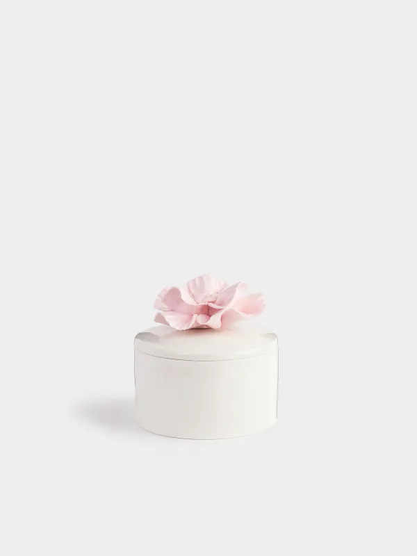 Зергерлік қорап, 11х9 см, керамика, сүт түстес, Гүл, Rose, image-0