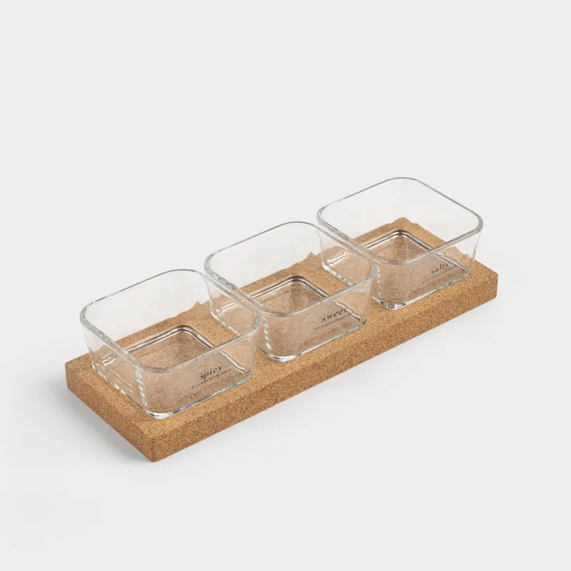 Тіскебасарларға арналған жиынтық, 3 зат, тұғырда, шыны/тығын, Clear cork