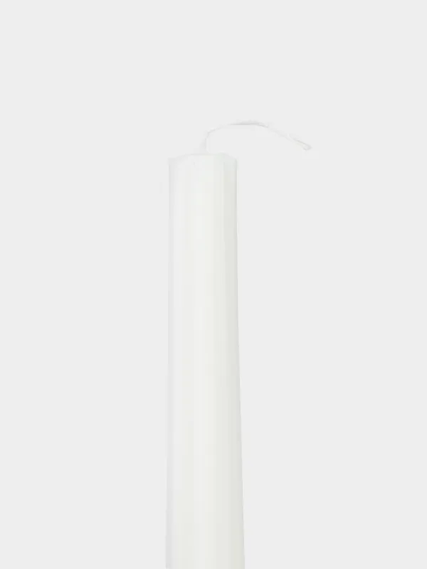 Шам, 20 см, жұқа, сүт түстес, Ribbed candle, image-2