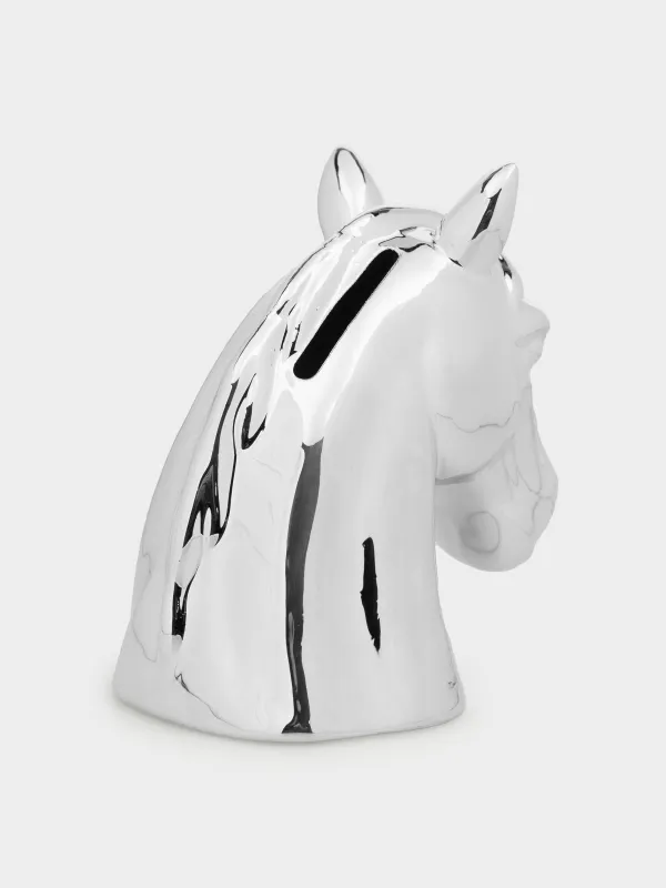 Ақша жәшігі, 16 см, фарфор Р, күміс, Жылқы, Horse silver, image-1