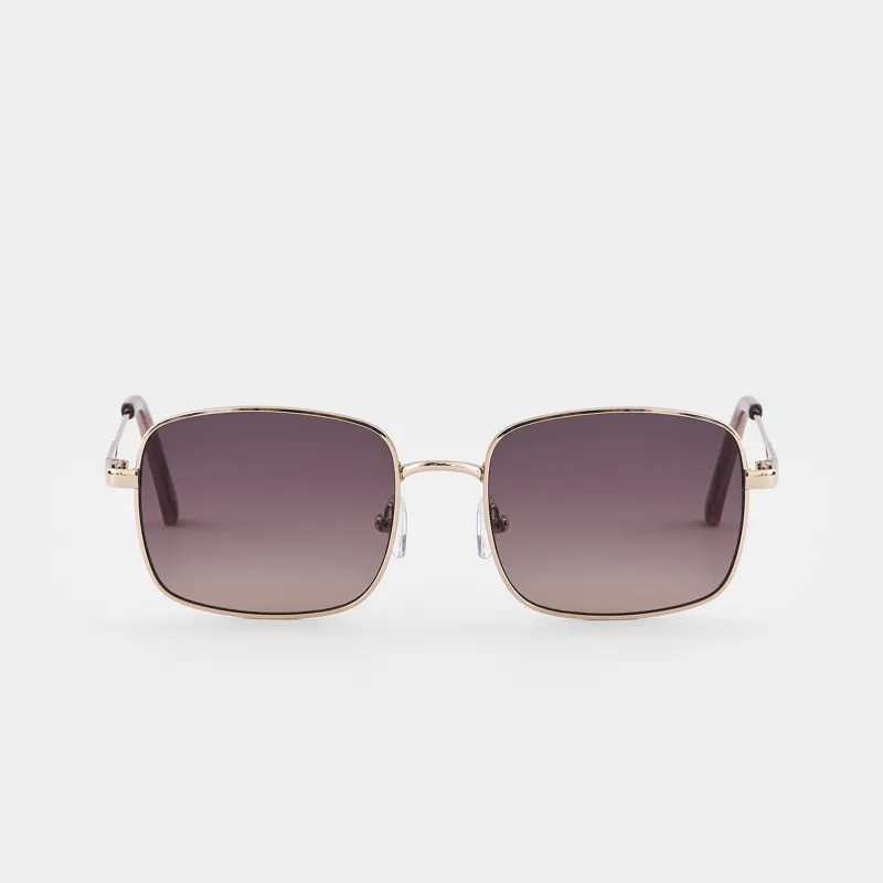 Очки солнцезащитные, металл/акрил, квадратные, золотисто-черные, Eyewear