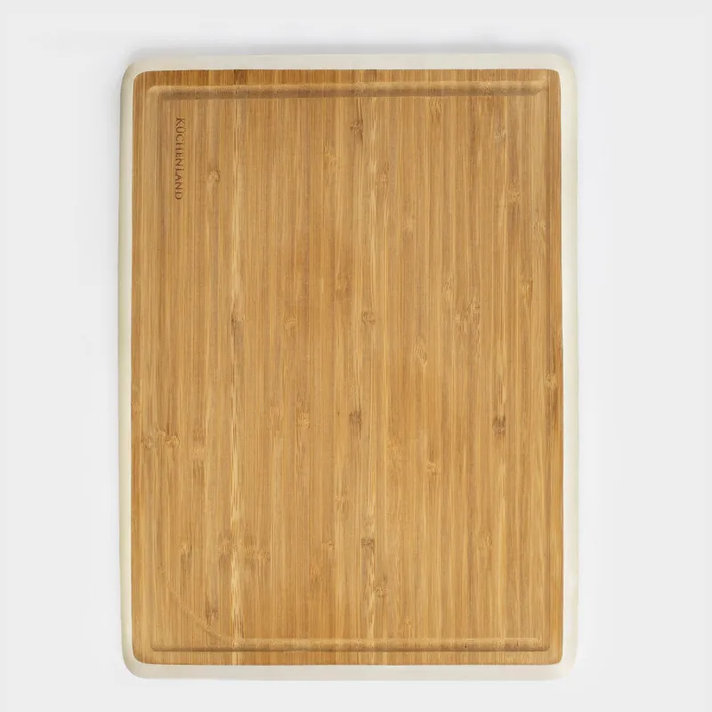 у тақтасы, 38x28 см, бамбук, тікбұрышты, сүт түсті жиек, Bamboo