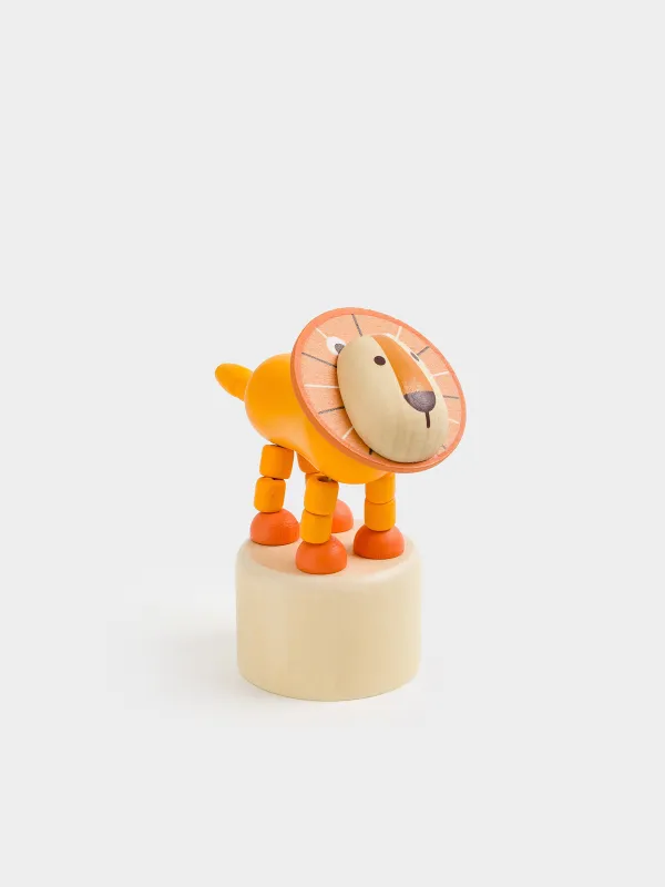 Игрушка, 9х4 см, дергунчик, дерево, желтая, Львенок, Leo, image-1