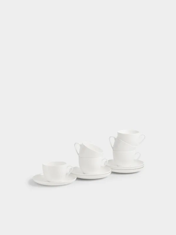 Шай жұбы, 6 тұлға, 12 зат, 250 мл, фарфор F, ақ, Ideal white, image-0