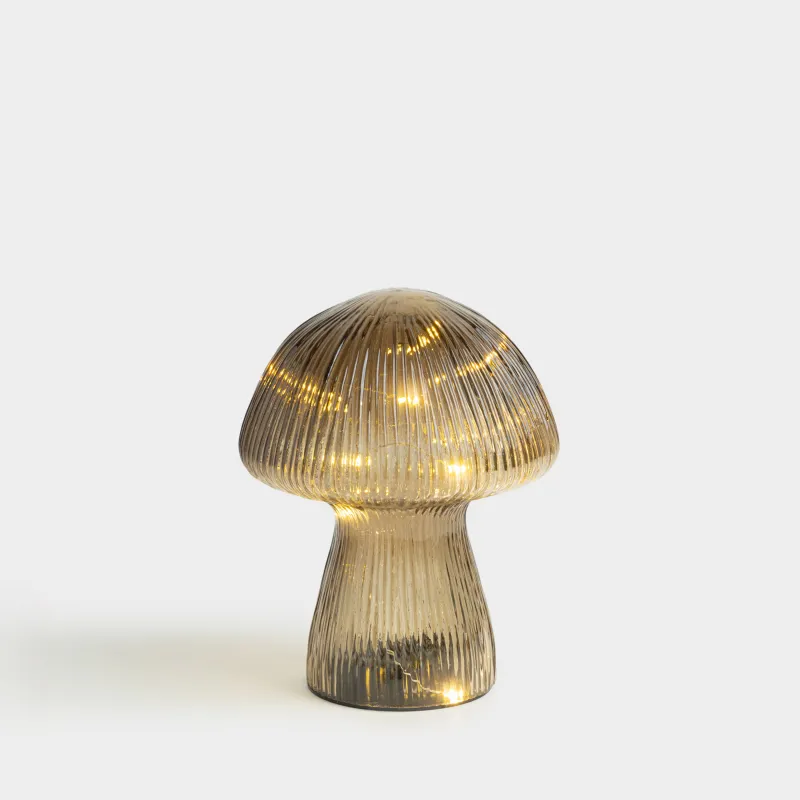 Сәндік шам, 14 см, шыны, сұр-қоңыр, Саңырауқұлақ, Illumination shape