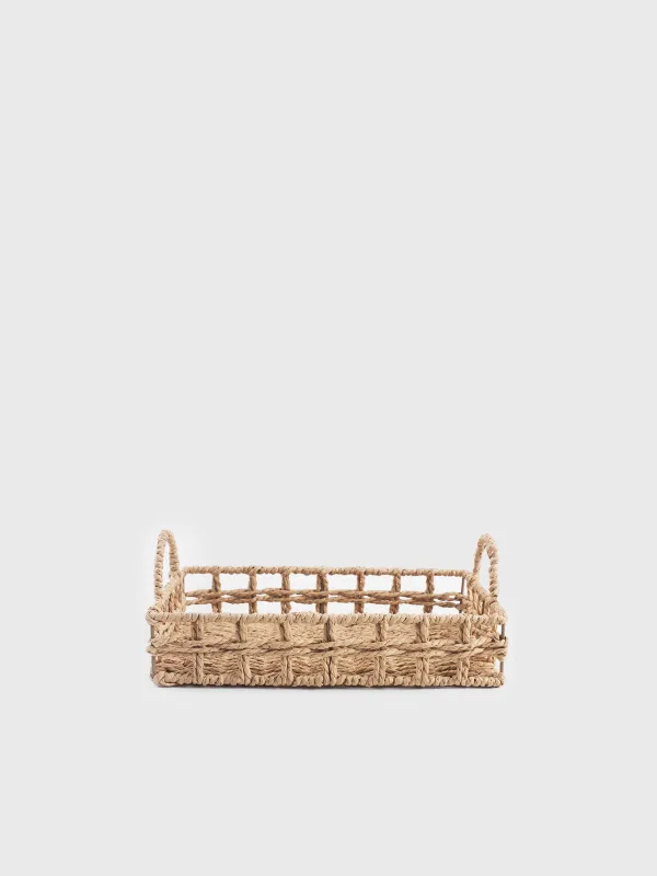 Науа, 29х20 см, өрілген, тұтқалары бар, целлюлоза, тікбұрышты, Braided, image-0