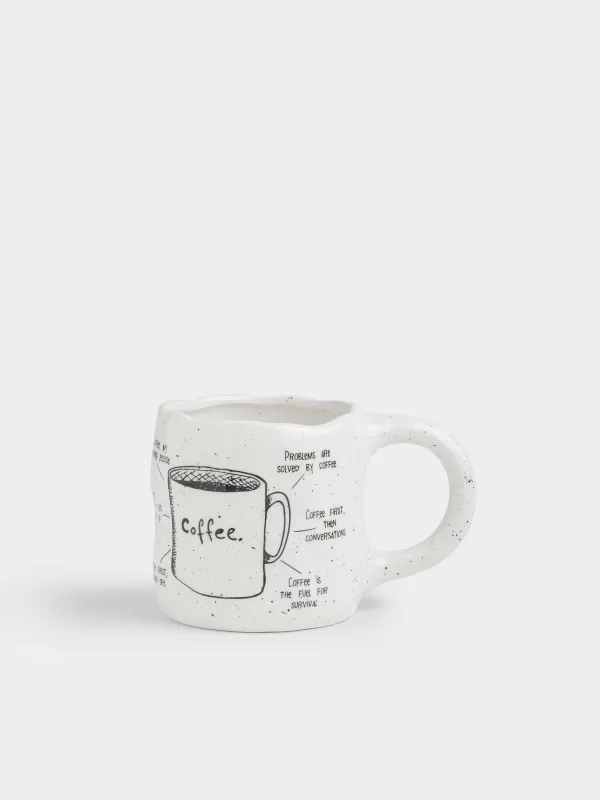 Саптыаяқ, 460 мл, керамика D, сүт түстес, дақты, Coffee, Crumple font, image-0