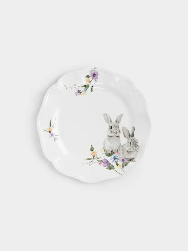 Түскі ас тәрелкесі, 27 см, фарфор N, ақ, Қояндар, Rabbit Easter, image-0