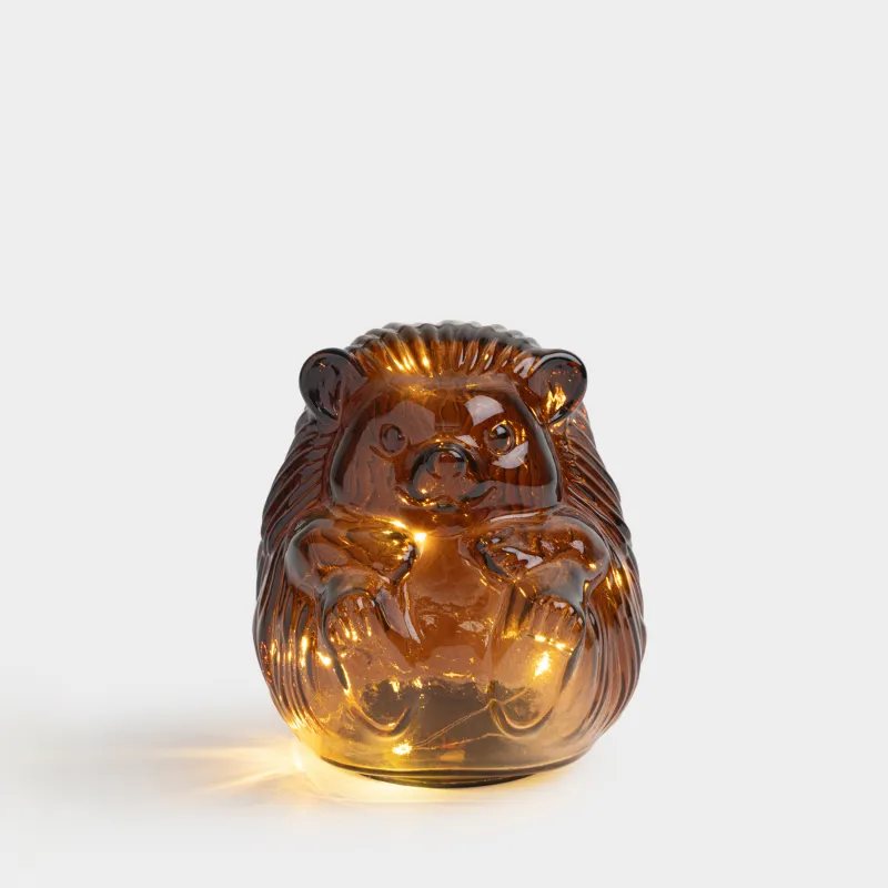 Сәндік шам, 13 см, шыны, қоңыр, Кірпі, Illumination shape