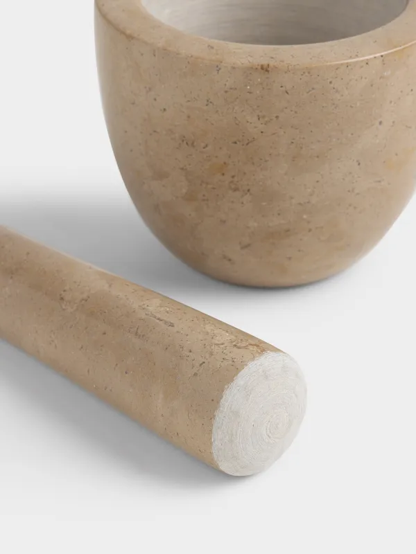 Ступка для специй, с пестиком, бежевая, Marble, image-1