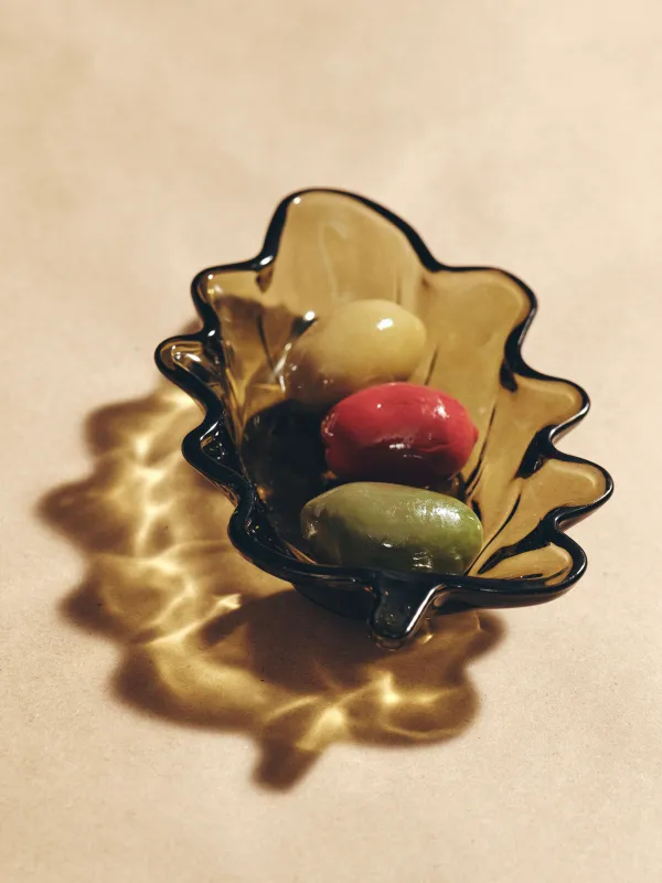 Блюдо, 15х10x3 см, стекло, зеленое, Лист, Leaves, image-6